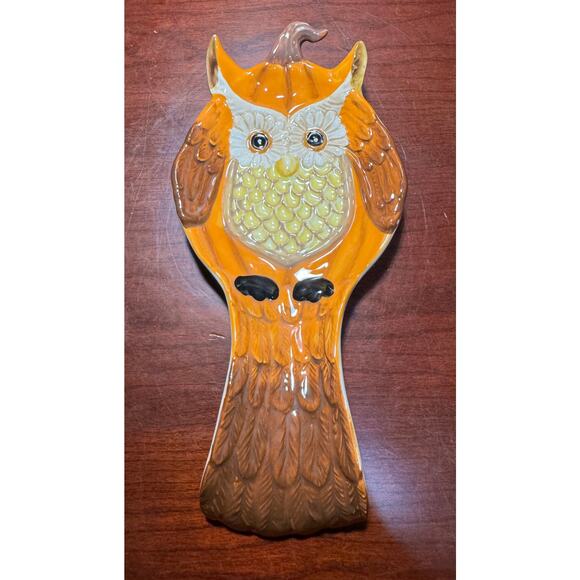 Cracker Barrel Owl Spoon Rest Stoneware Microwave & Dishwashter Safe Approx 9" L - Picture 1 of 6